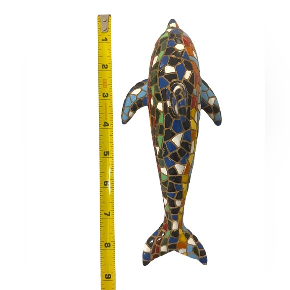 Barcino Designs Dolphin Figurine Art Multicoloured Mosaic Hand Painted Spain - Picture 8 of 8